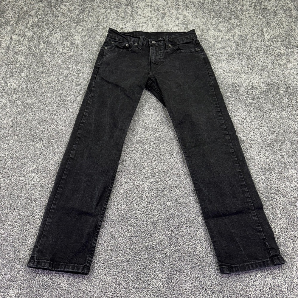 Levis 502 Jeans Mens 29x30 Black Tapered Denim Dark Wash Casual Logo City Work